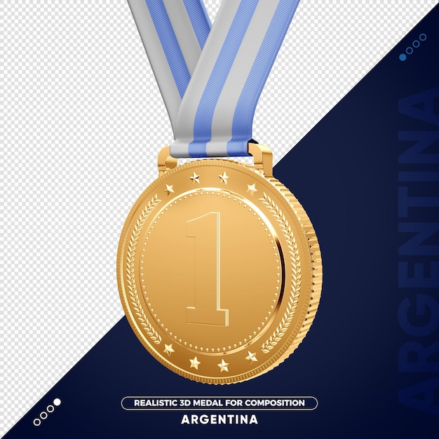 Isolated 3d gold medal from argentina for composition