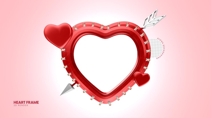 PSD isolated 3d heart with editable text for valentines day composition