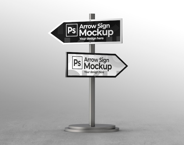 Isolated 3D mockup of street arrow sign for promotions advertising or branding