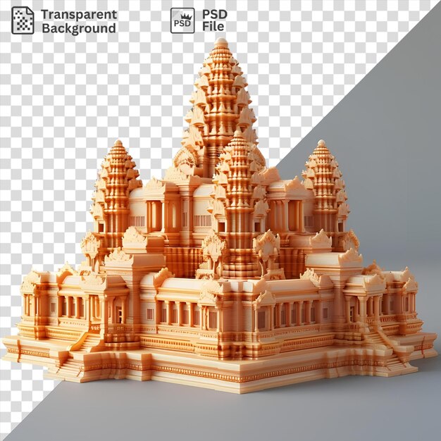 Isolated 3d model of the angkor wat temple