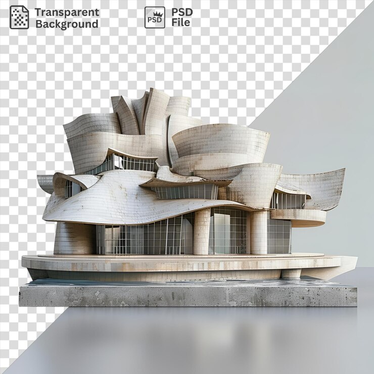 PSD isolated 3d model of the guggenheim museum bilbao