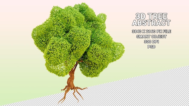 투명 한 배경에 추상 녹색 잎 나무의 고립 된 3d 모델