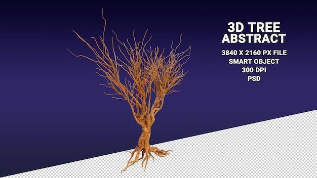 透明な背景に葉のない木の孤立した 3 d モデル