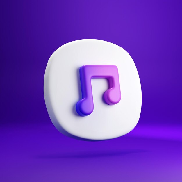 Isolated 3d note music icon on a purple background