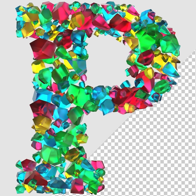 PSD render 3d isolato lettera di diamante p