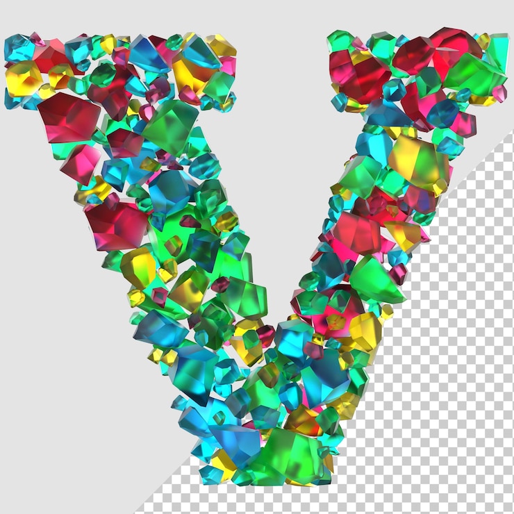 PSD isolated 3d render diamond letter v