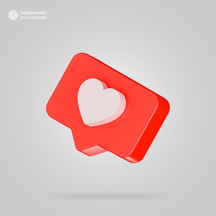 PSD isolated 3d render social media heart icon