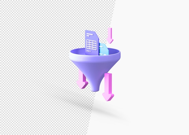 PSD isolated 3d rendering information filtering concept