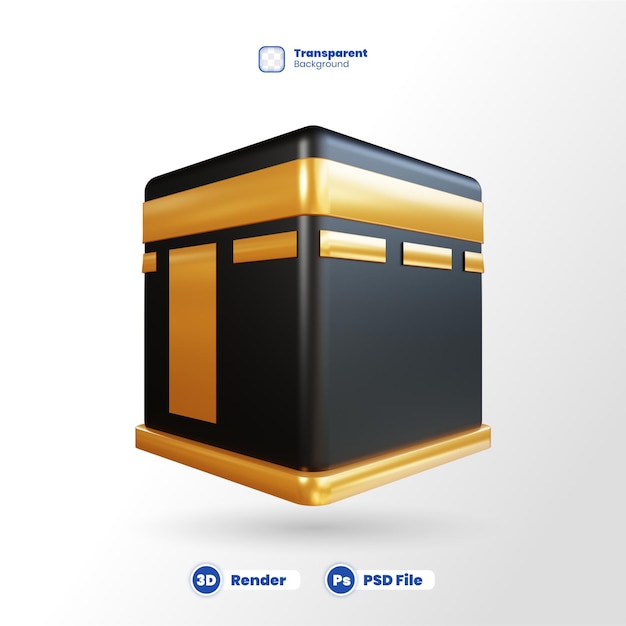 Rendering 3d isolato di kaaba con sfondo trasparente