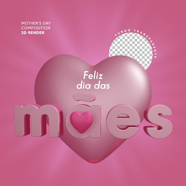 Isolated 3d stamp in portuguese for mother's day