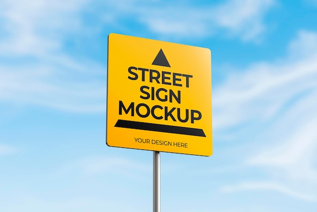 Isolated 3D street sign mockup for advertising or branding