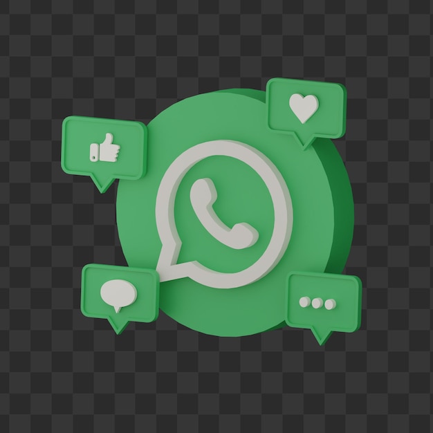 PSD Изолированные 3d значок whatsapp в социальных сетях премиум psd