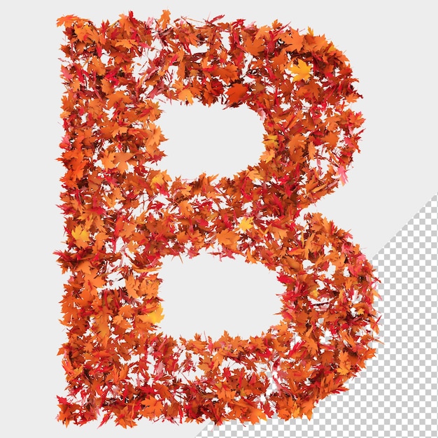 PSD isolated autumn leaves 3d letter b