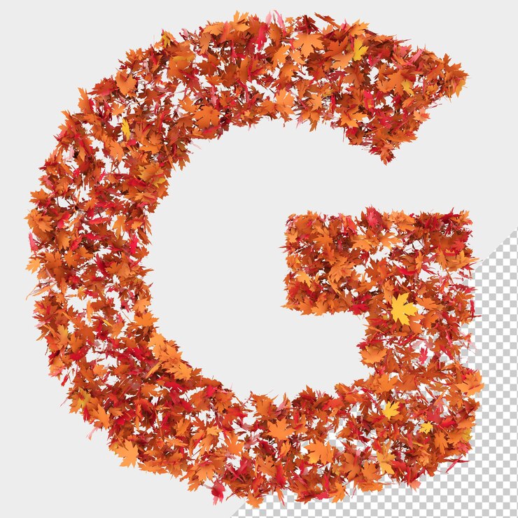 Isolated Autumn Leaves 3D Letter G