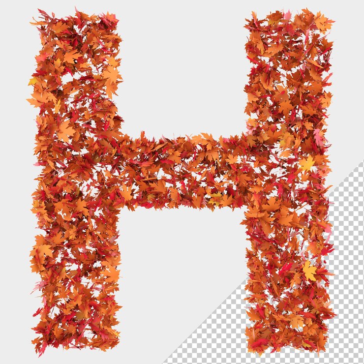 Isolated Autumn Leaves 3D Letter H