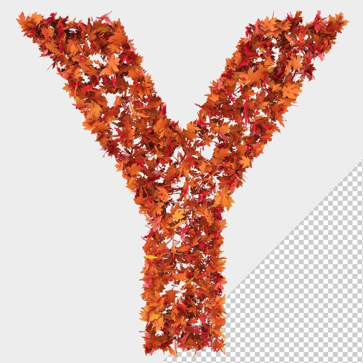 Isolated Autumn Leaves 3D Letter Y