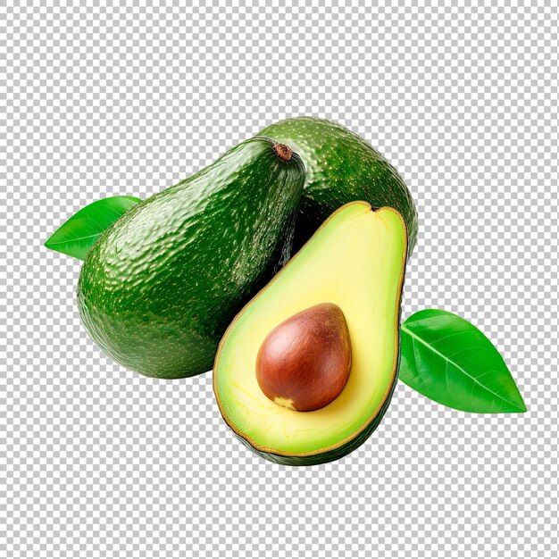 Isolated Avocados with Transparent Background