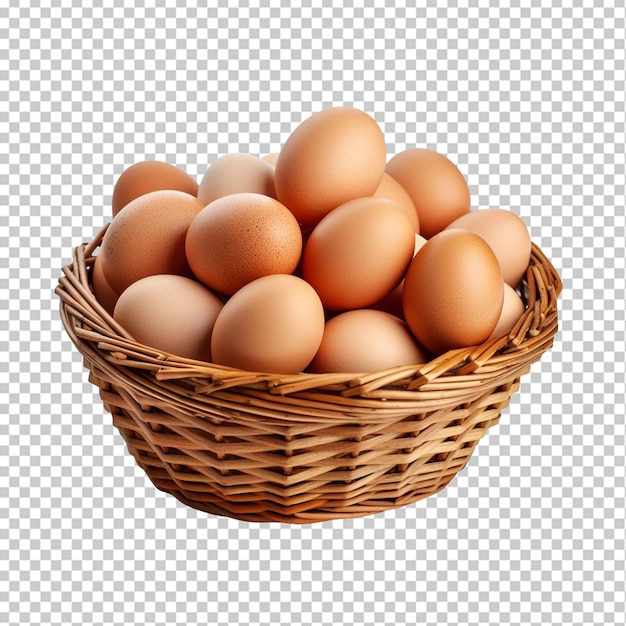Isolato un cesto di uova con sfondo trasparente