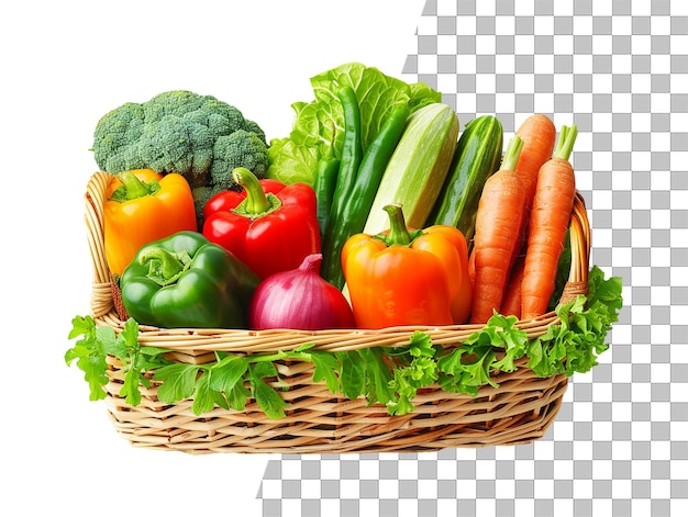 Isolated a basket of vegetables