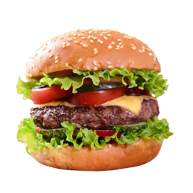 isolated beef burger on a transparent background