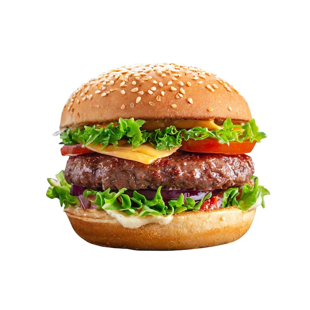 PSD isolated beef burger on a transparent background