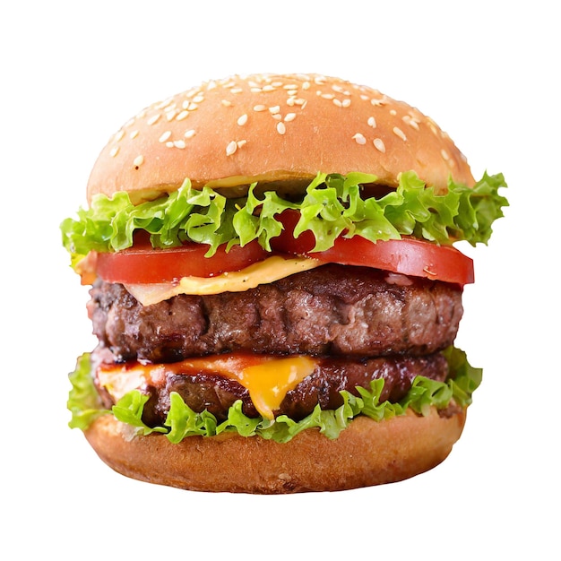 isolated beef burger on a transparent background