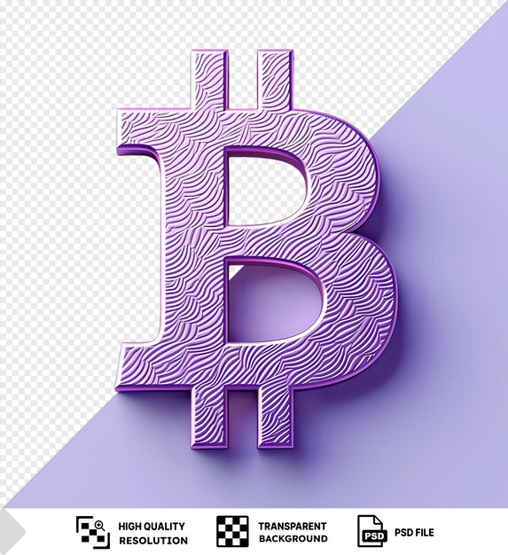 PSD isolated bitcoin symbol on a purple background