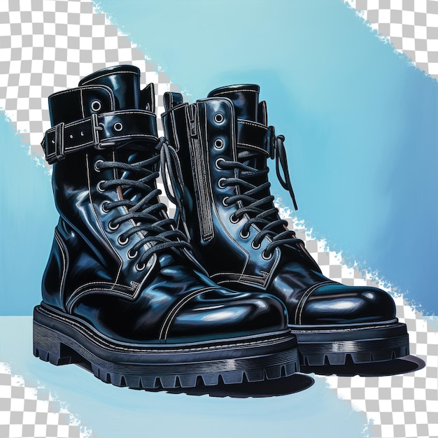 Isolated black boots on a transparent background