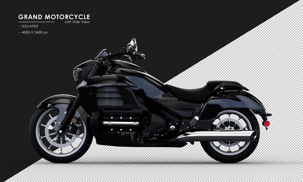 PSD isolated black grand motorcycle in 3d rendering