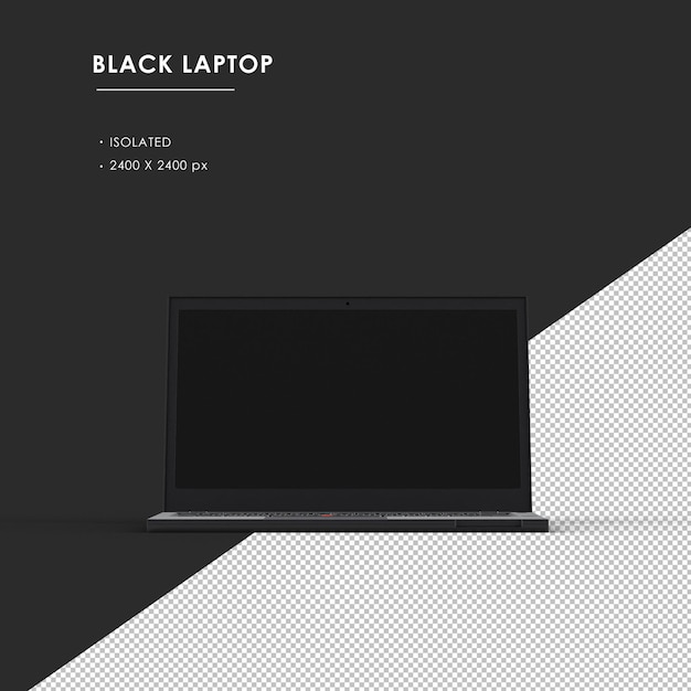 Isolated black laptop from front view