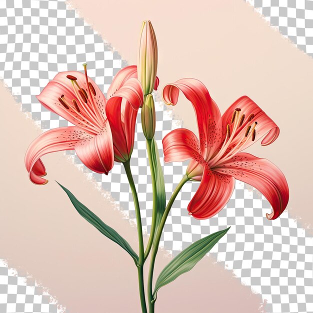 PSD isolated black lily pair red blooms