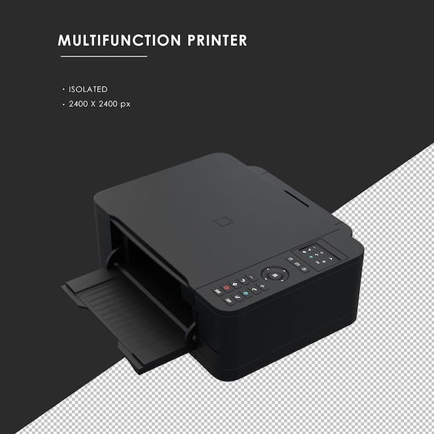 Isolated Black Multifunction Printer From Top Left Angle View Rendering