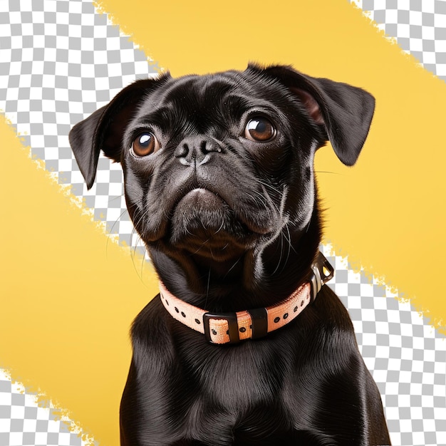 PSD isolated black pug on transparent background