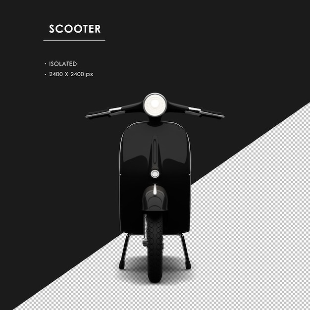 Isolated black scooter from front view