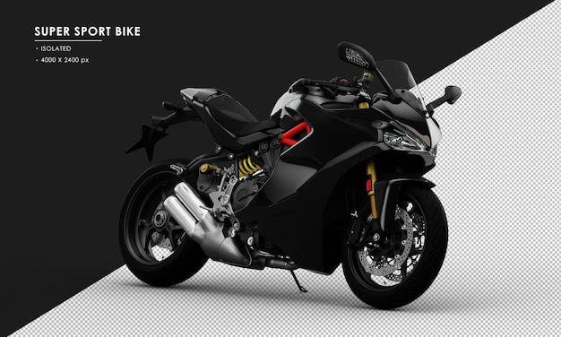 PSD isolated black super sport bike from right front view