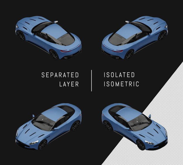 Isolated blue elegant city sport car isometric car set