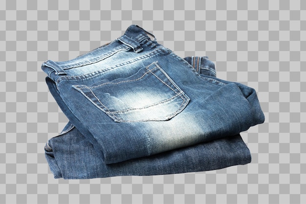 PSD isolated blue jeans stacked