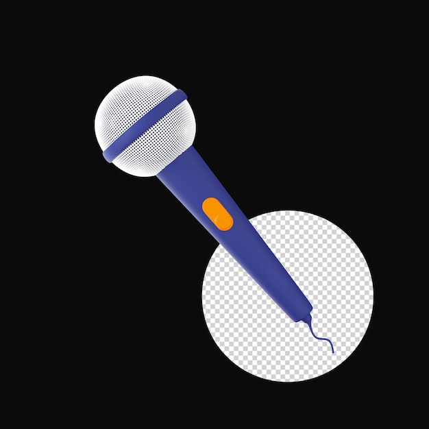 Isolated Blue Microphone 3D Icon On Black Background