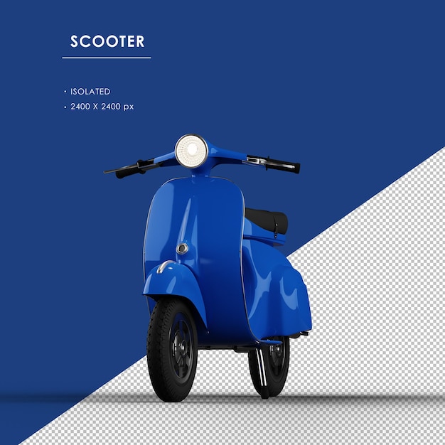 Isolated blue scooter from top right angle view