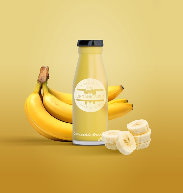 PSD isolated bottle of fruit juice and bananas