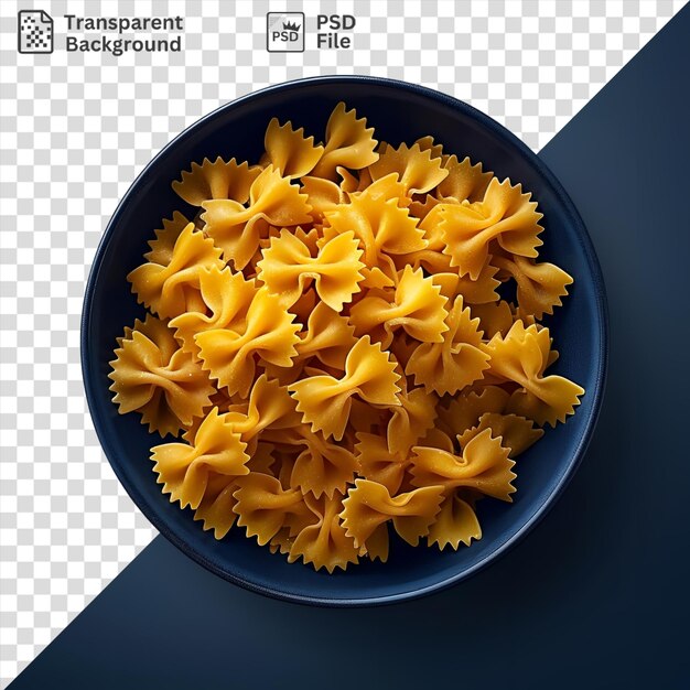 PSD isolated bowl of pasta on a blue background