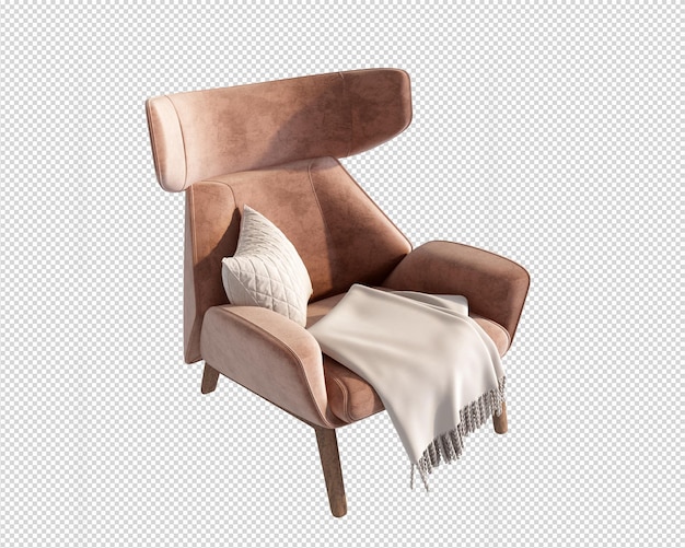 Isolated brown chair in 3d rendering