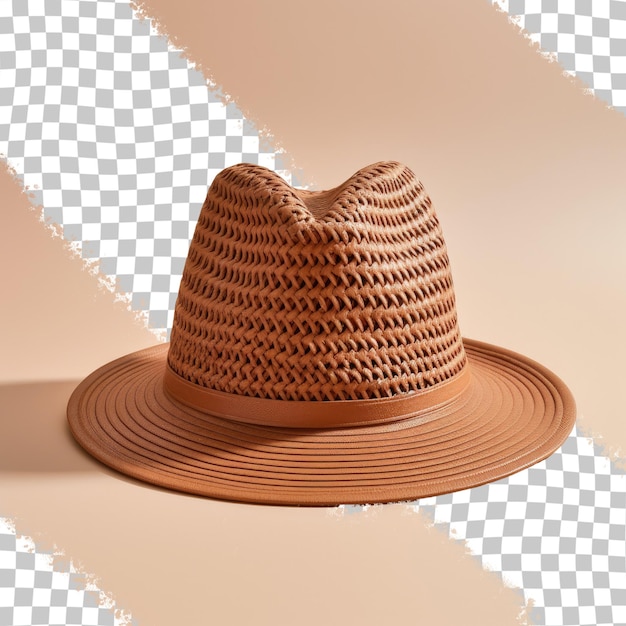 PSD an isolated brown hat woven against a transparent background