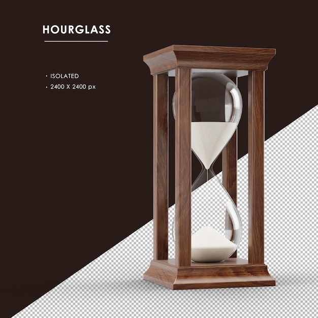 PSD isolated brown wooden hourglass