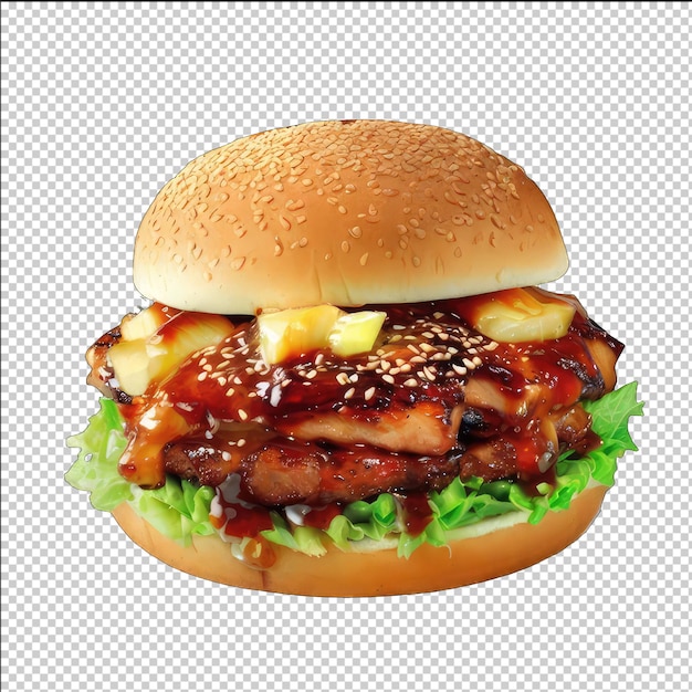 PSD isolated burger on clear background