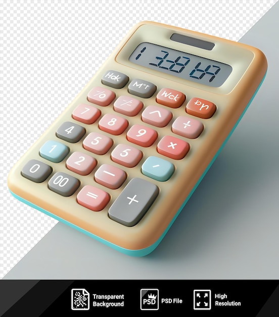 PSD isolated calculator with red gray and pink buttons on transparent background png psd