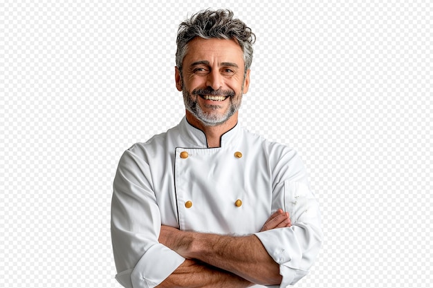 PSD isolated chef wearing white custome on white background