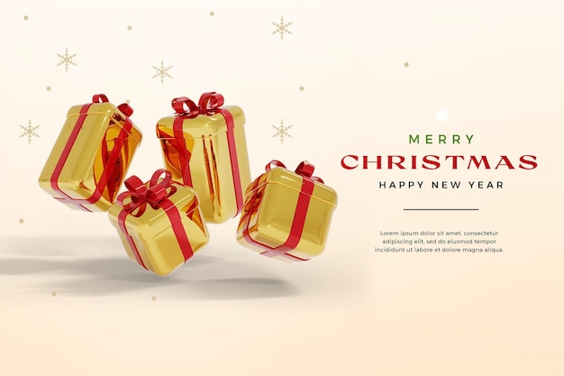 PSD isolated christmas and new year 3d rendering mockup with gift