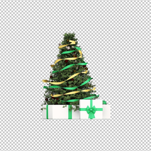 PSD isolated christmas tree and happy new year decorate