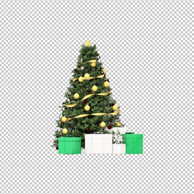 Isolated christmas tree and happy new year decorate